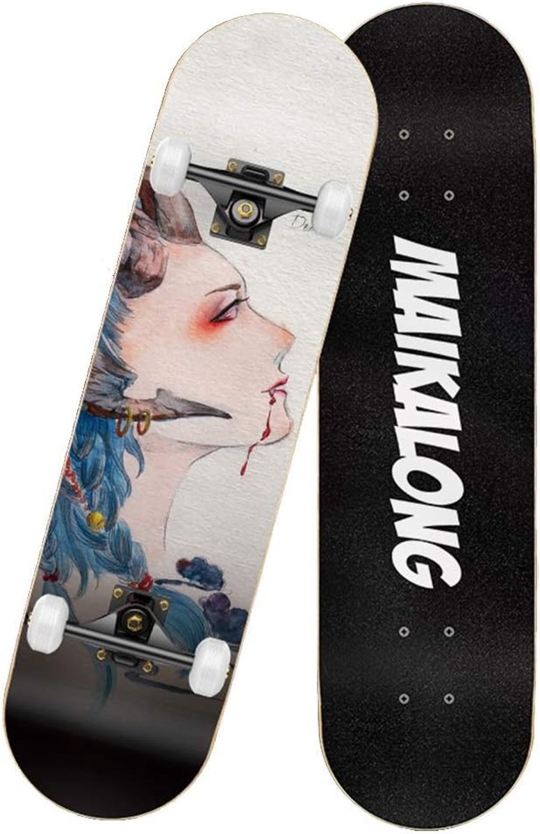 Longboard Skateboard Street Board Outdoor Cruising 7-laags Esdoornhout 79×20.5cm Patroon I
