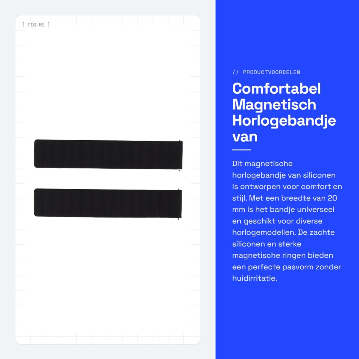 Comfortabele 20mm Silicone Magneetband - Universeel - Outdoor - Zwart