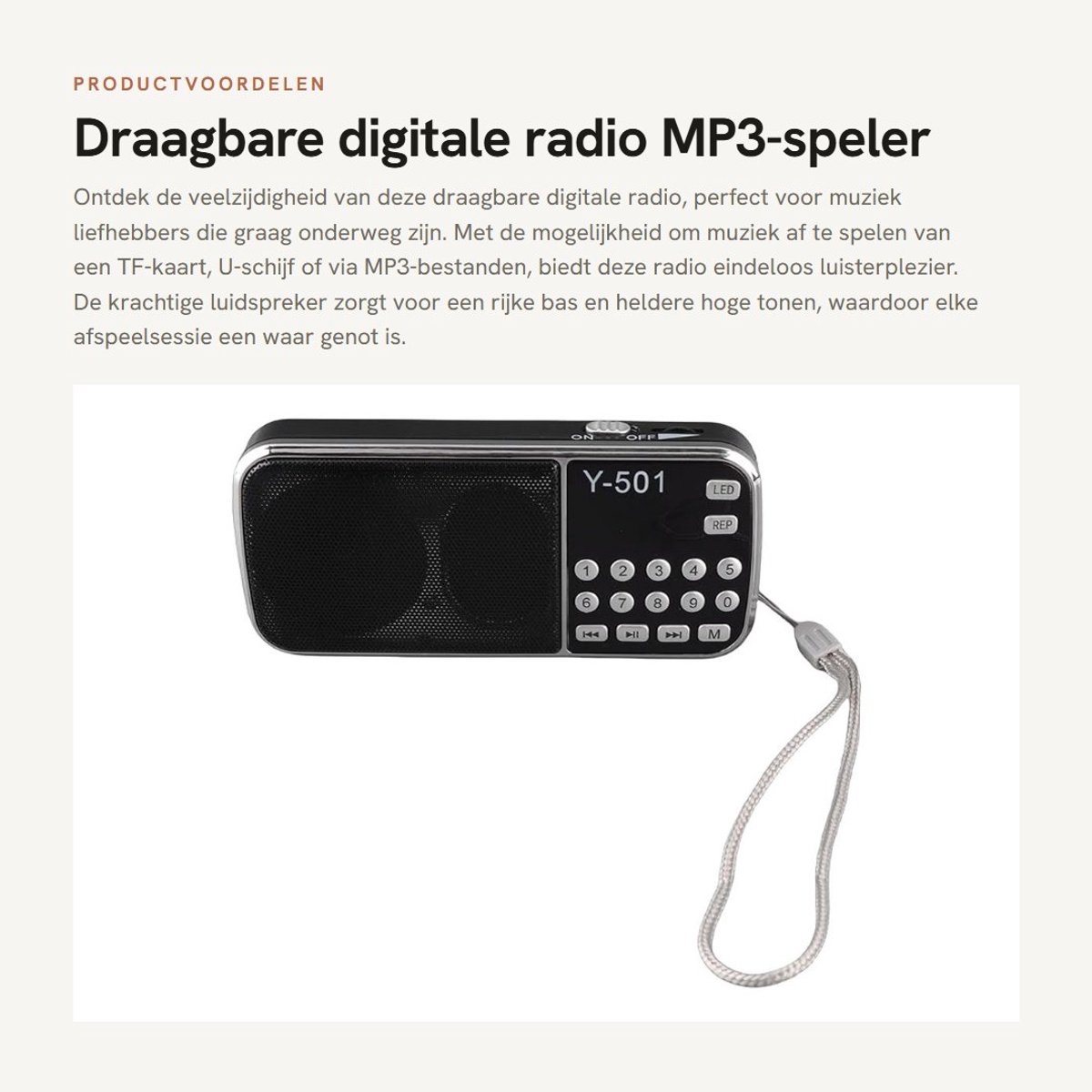 Dailygoods- Digitale Radio Draagbaar - FM-Radio - MP3-Speler - Krachtige Luidspreker - USB/TF/AUX - Slagvast ABS-Materiaal - Portable Speaker