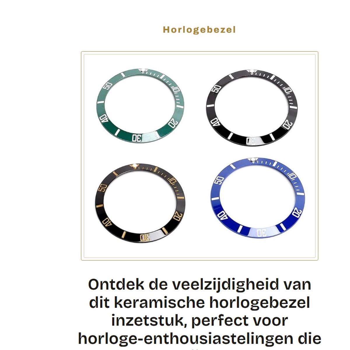 Dailygoods- Horlogebezel Milieuvriendelijk - Keramische Inzetstukken - Slijtvaste/Krasbestendige Horlogeonderdelen - Professioneel Gebruik - Uniek Ontwerp - Set van 4 Inzetstukken - Horloge-inzetstuk