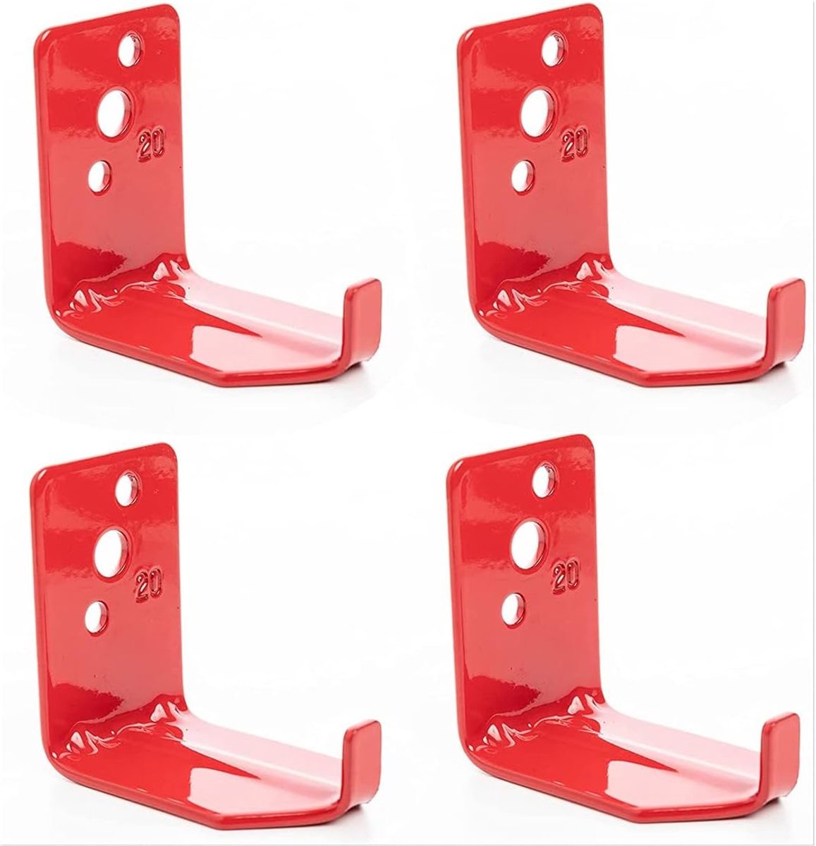 Brandblusser Houders - Universele Bevestiging - Veilige Opslag - Massief Ijzeren Constructie - 4 Stuks - Rood