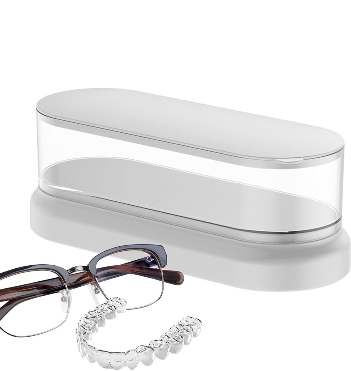 Ultrasone reiniger - Sieradenwasbox - Sieraden reinigen - Draagbaar en compact - 20 cm - Wit
