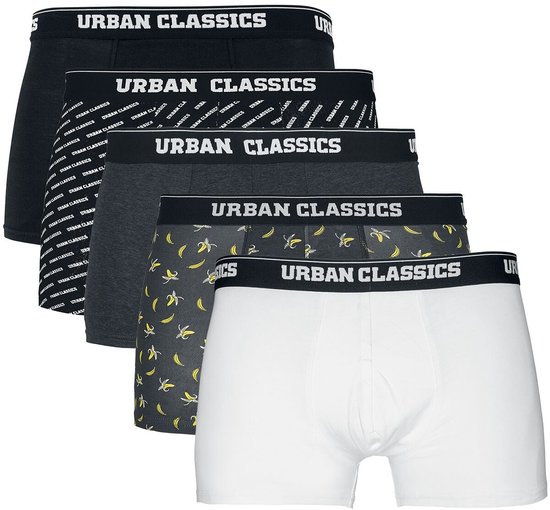 Urban Classics 5-Pack Heren Boxerset - zwart/grijs/wit - 3XL