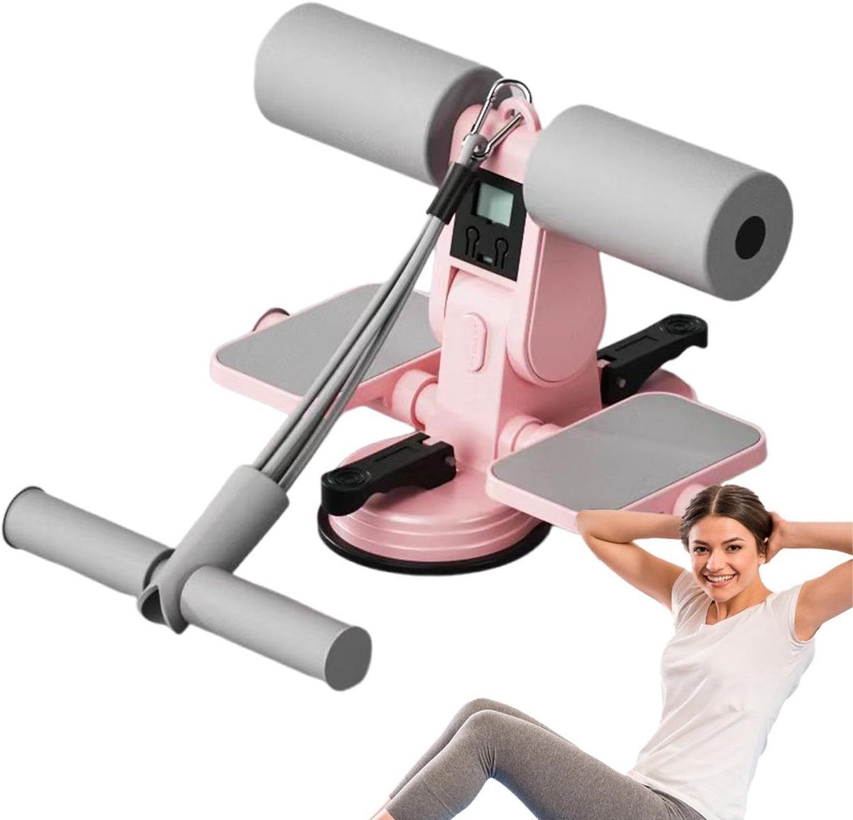 Zittende Voetsteun - AB-trainer - Krachtoefeningen Thuis - Verstelbaar Ontwerp - 26 x 10.5 x 22 cm - Roze
