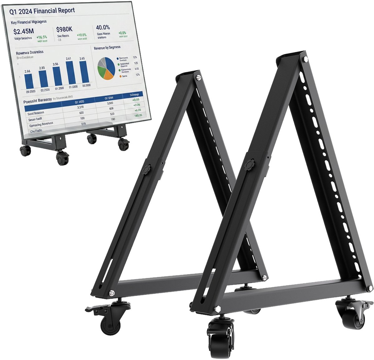 Maclean - tv-standard - vloerstandaard - VESA 800x400 - Mobiele vloerstandaard/trolley voor tv's van 37-80 inch, 75 kg - MC-183