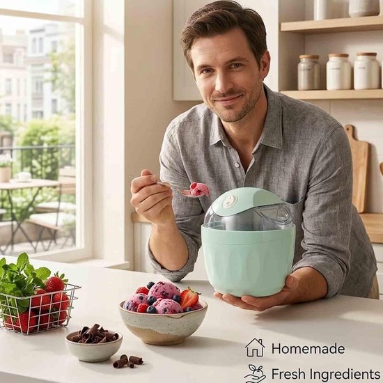 Mini IJsmachine - Dessertmaker - Zelf Desserts Maken - Snelle Bereiding - 500 ml - Blauw — afbeelding 4