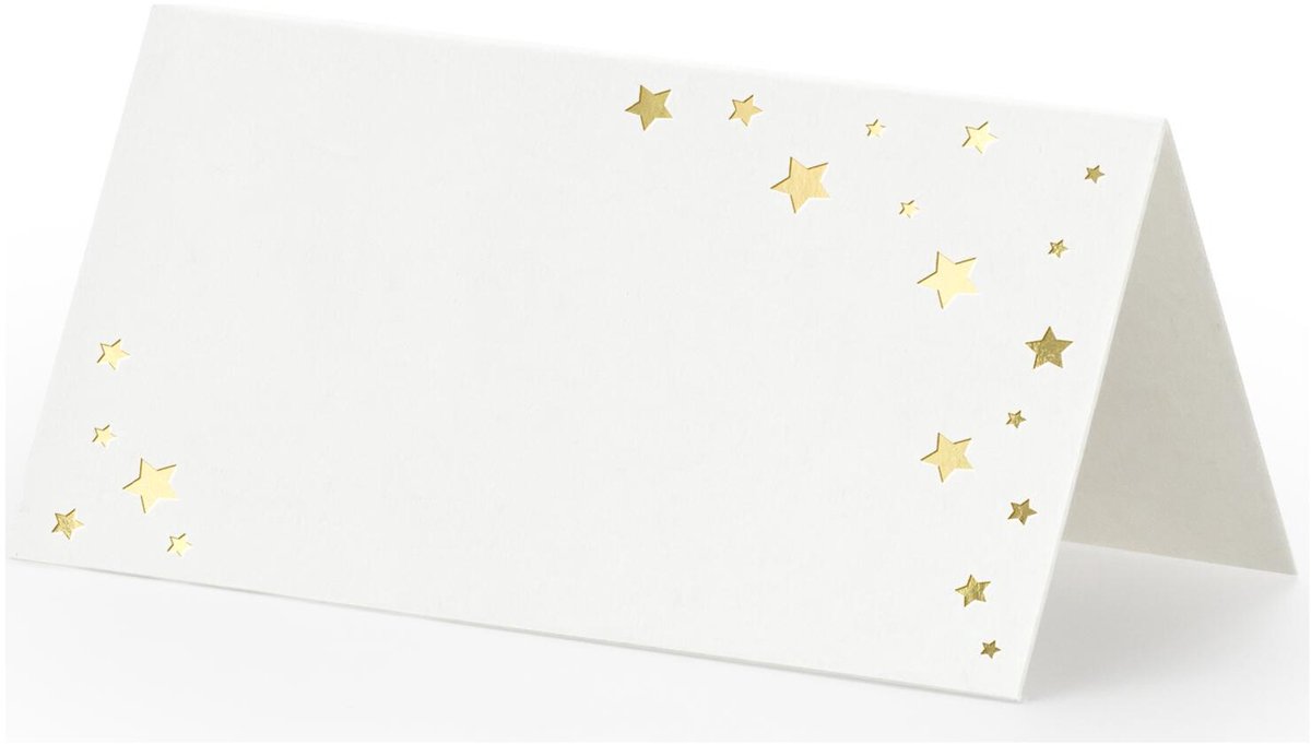 Naamkaartjes Sterren Wit/Goud (10st)