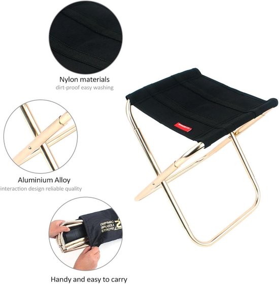 Camping Kruk - Voetenbankje Opvouwbaar - Buiten Zitten - Lichtgewicht Aluminium - 27 cm Hoog - Zwart van Camping — afbeelding 4