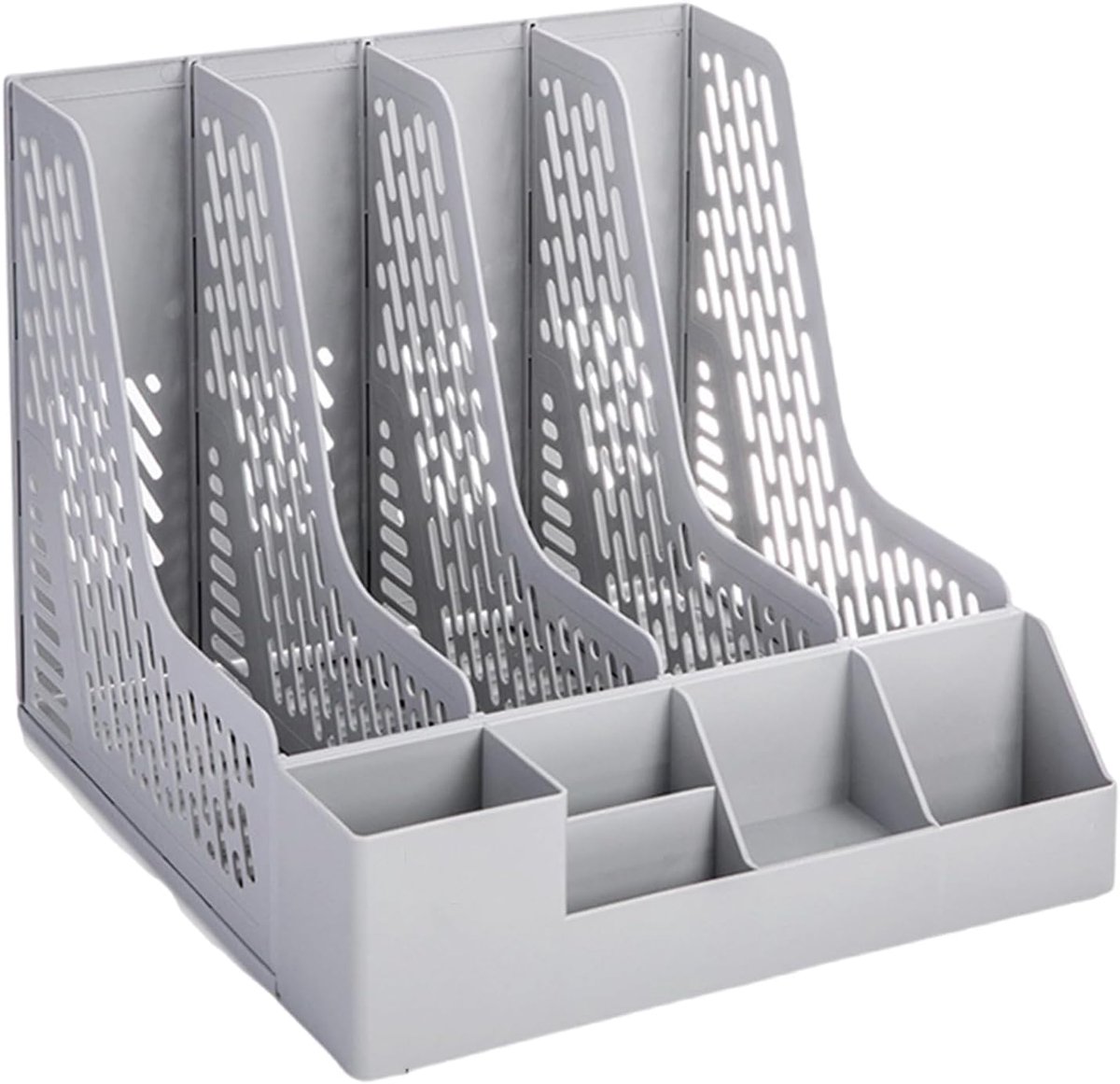 Bureau Organizers - Document Houder - Kantoor Inrichten - Met Pennenbakjes - 4 Vakken - Grijs
