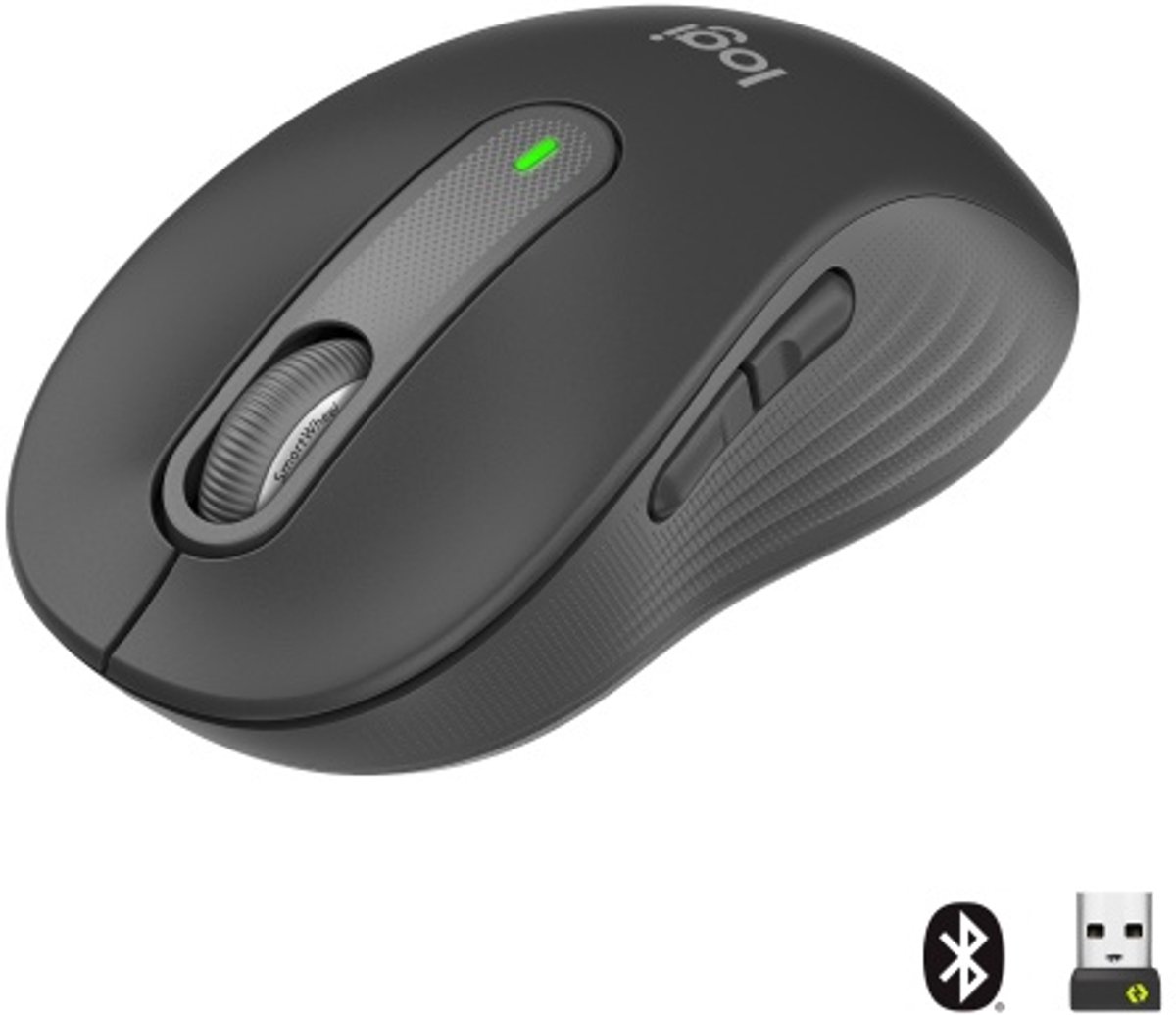Logitech Signature M650 - Draadloze Muis - Bluetooth en USB Nano Ontvanger - Grijs