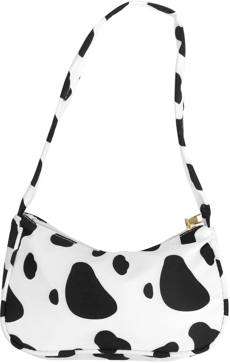 Dailygoods- Schoudertas met ritssluiting - Okselholte tas - Koe patroon - Dames handtas - Vrouwen tassen - Geschikt voor bruiloft/Kerstmis
