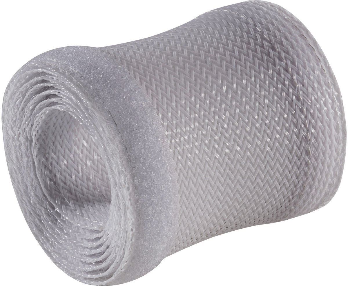 Image of InLine® Gevlochten kabelhoes, klittenband, 1 m, 25 mm, wit