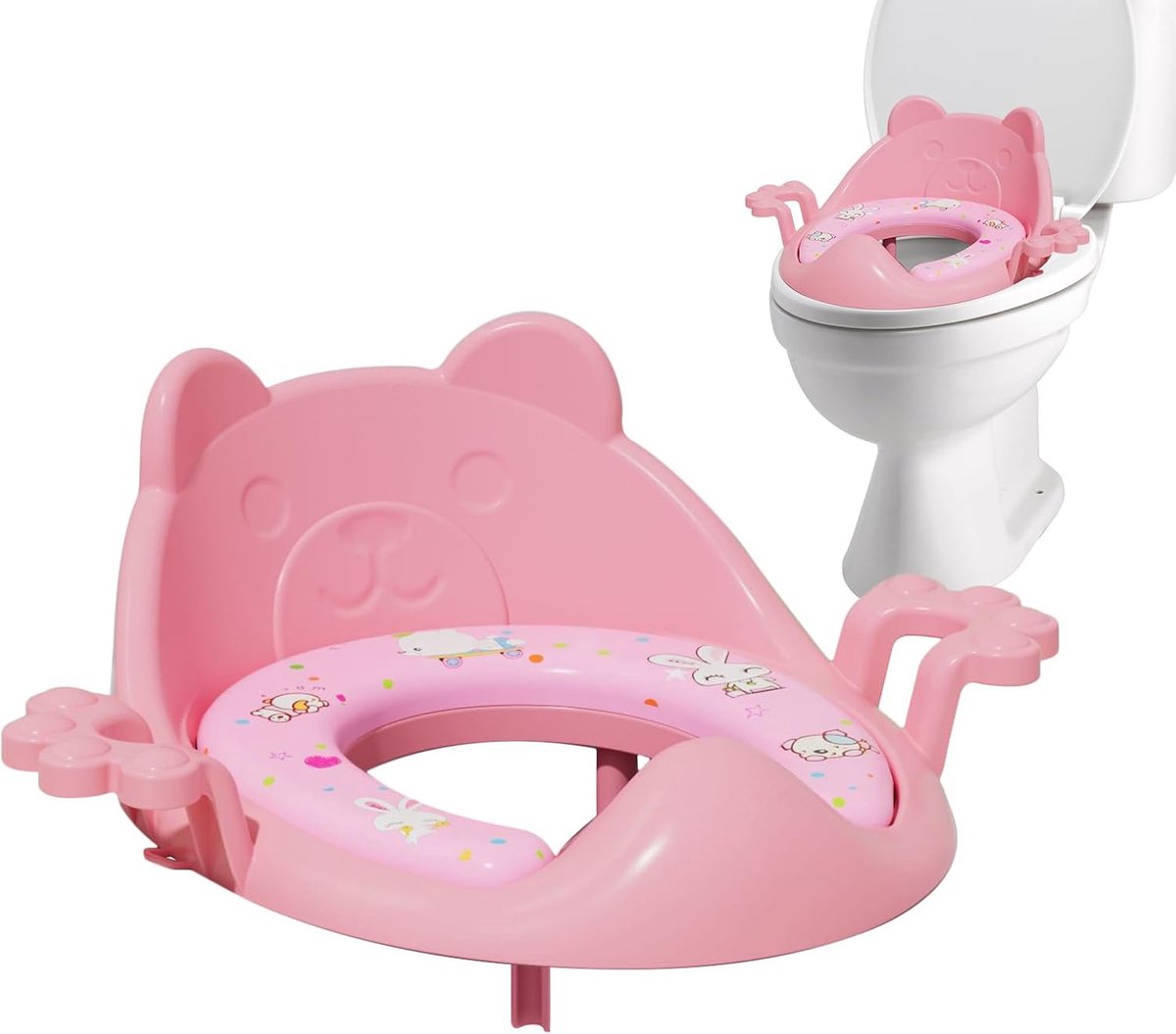 Toiletbril kussen - Zindelijkheidstrainer - Netheid Leren - Waterdicht Hygiënisch - 35x36 cm - Lichtroze