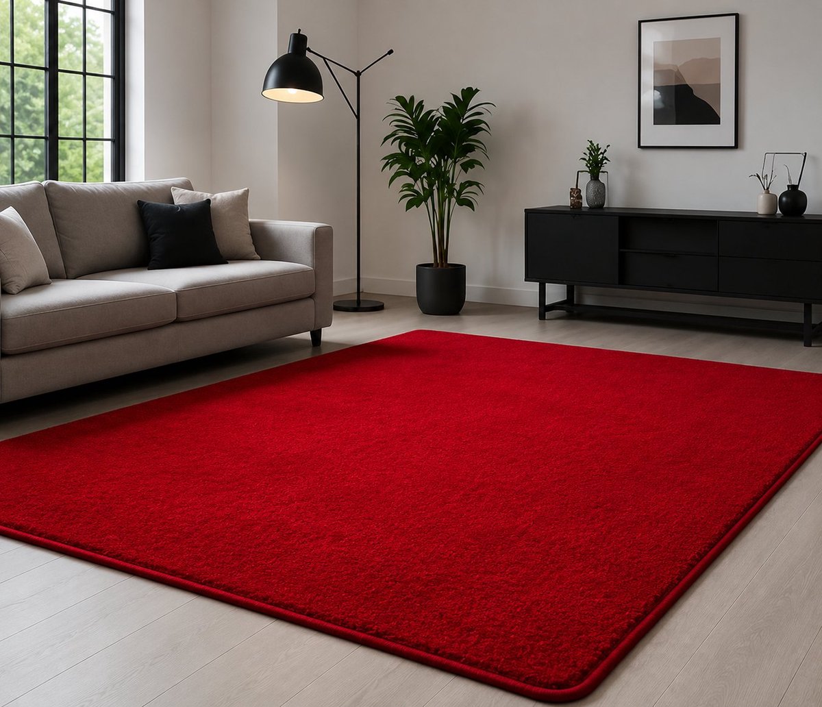 Nazik Living Vloerkleed Rood 240x340 cm - Antislip, Wasbaar en Zacht, Modern Effen Design voor Woonkamer, Slaapkamer, Keuken en Kinderkamer, Comfortabel en Duurzaam