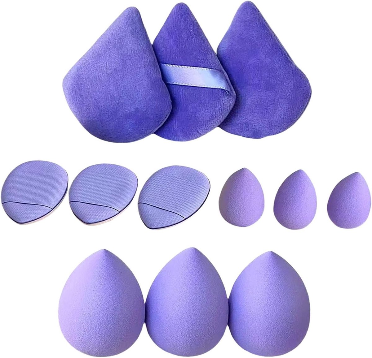 Set van 12 Make-up Sponsjes voor Vloeistoffen, Crèmes en Poeders - Perfect voor Foundation, Poeder en Contouren