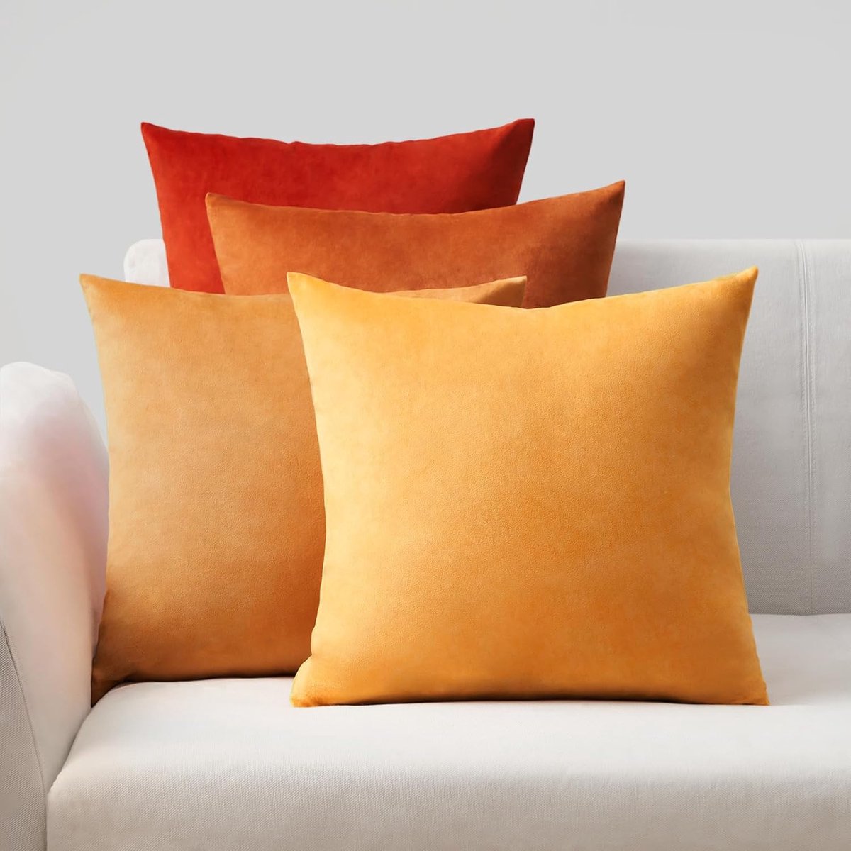 Famanu Soft Gradient Velvet Kussenhoes Set van 4, Kussenhoes voor Bank, Decoratieve Kussenhoes voor Bank en Slaapkamer, Geel, 40 x 40 cm