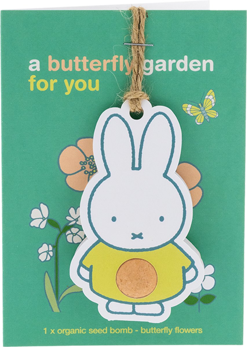 Blossombs Hanger met Kaart Nijntje Butterfly Garden For You – 1 Zaadbommetje – Vlindermix – Cadeau Bedankje – Voor Bijen en Vlinders