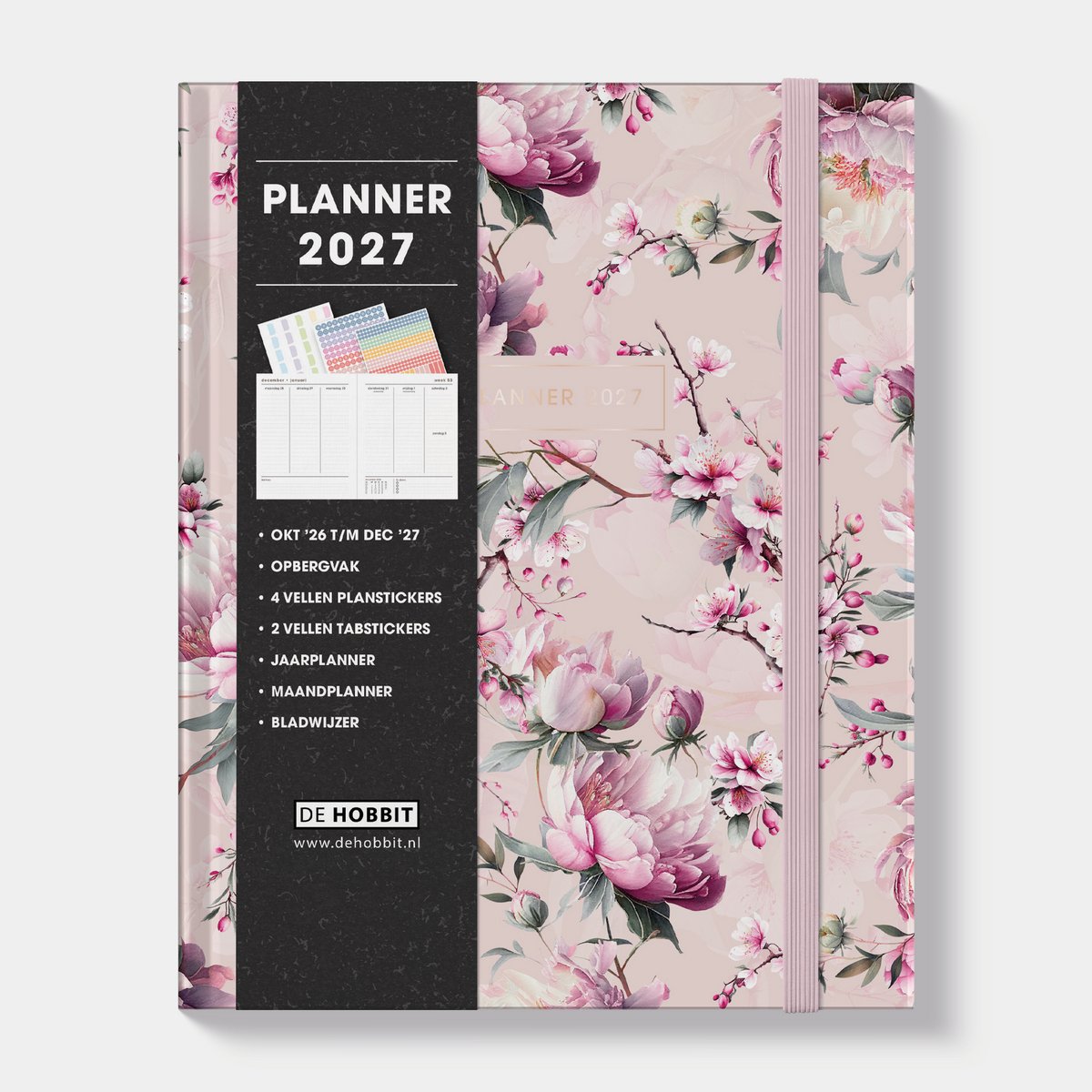 Hobbit - Luxe Weekplanner 2027 - (23 x 18,5 cm) - 1 week op 2 pagina's - Harde Kaft - Kersenbloesem