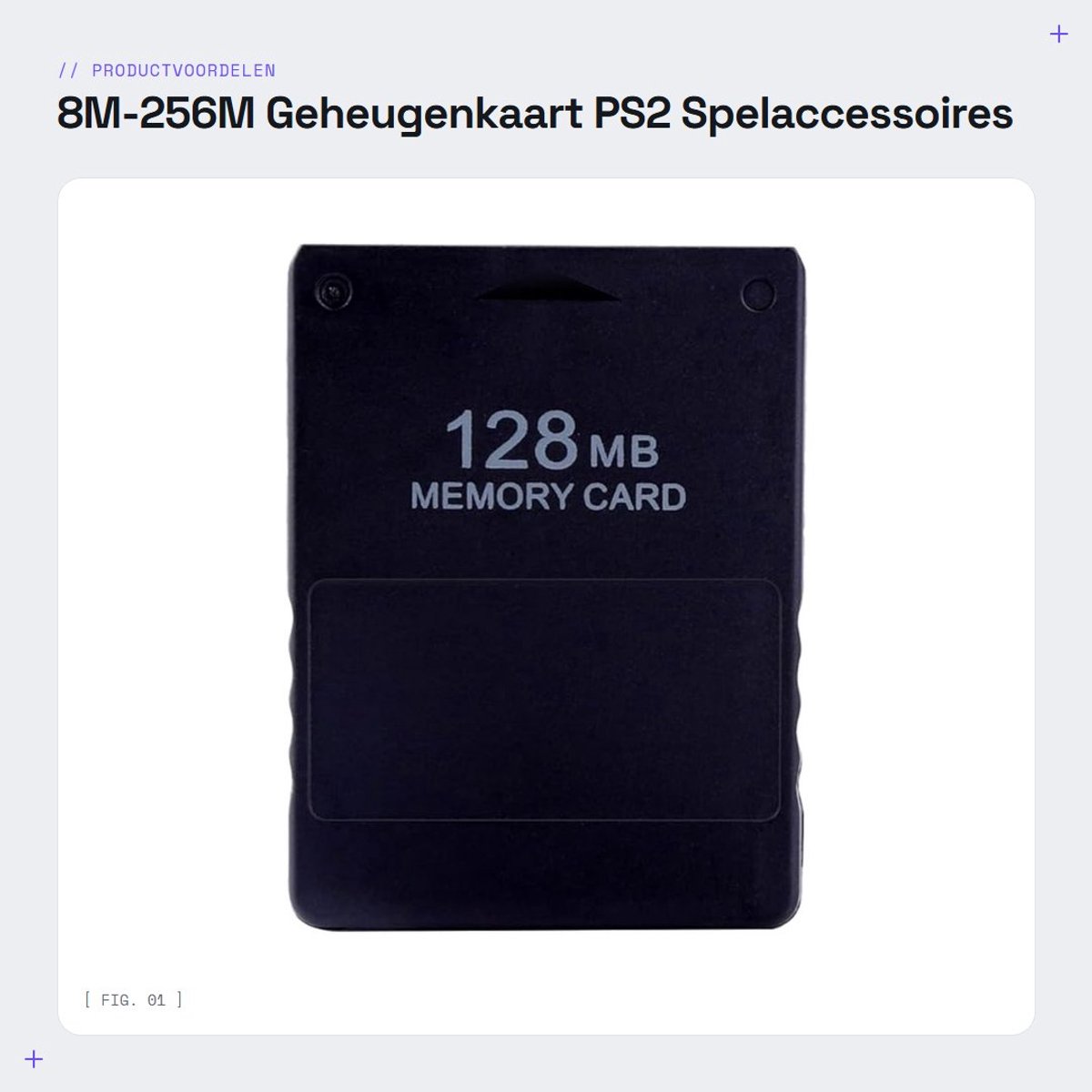 Dailygoods- Geheugenkaart 256M - Geheugenkaart PS2 - Opslagcapaciteit 8M/16M/32M/64M/128M - Kunststof - 1 stuk - Eenvoudig aansluiten en spelen - Opslagkaart