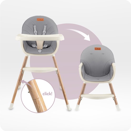 MoMi REKI 2-in-1 Kinderstoel - Meegroei Kinderstoel en Stoeltje - Tot 20 kg - Grijs van MoMi — afbeelding 3