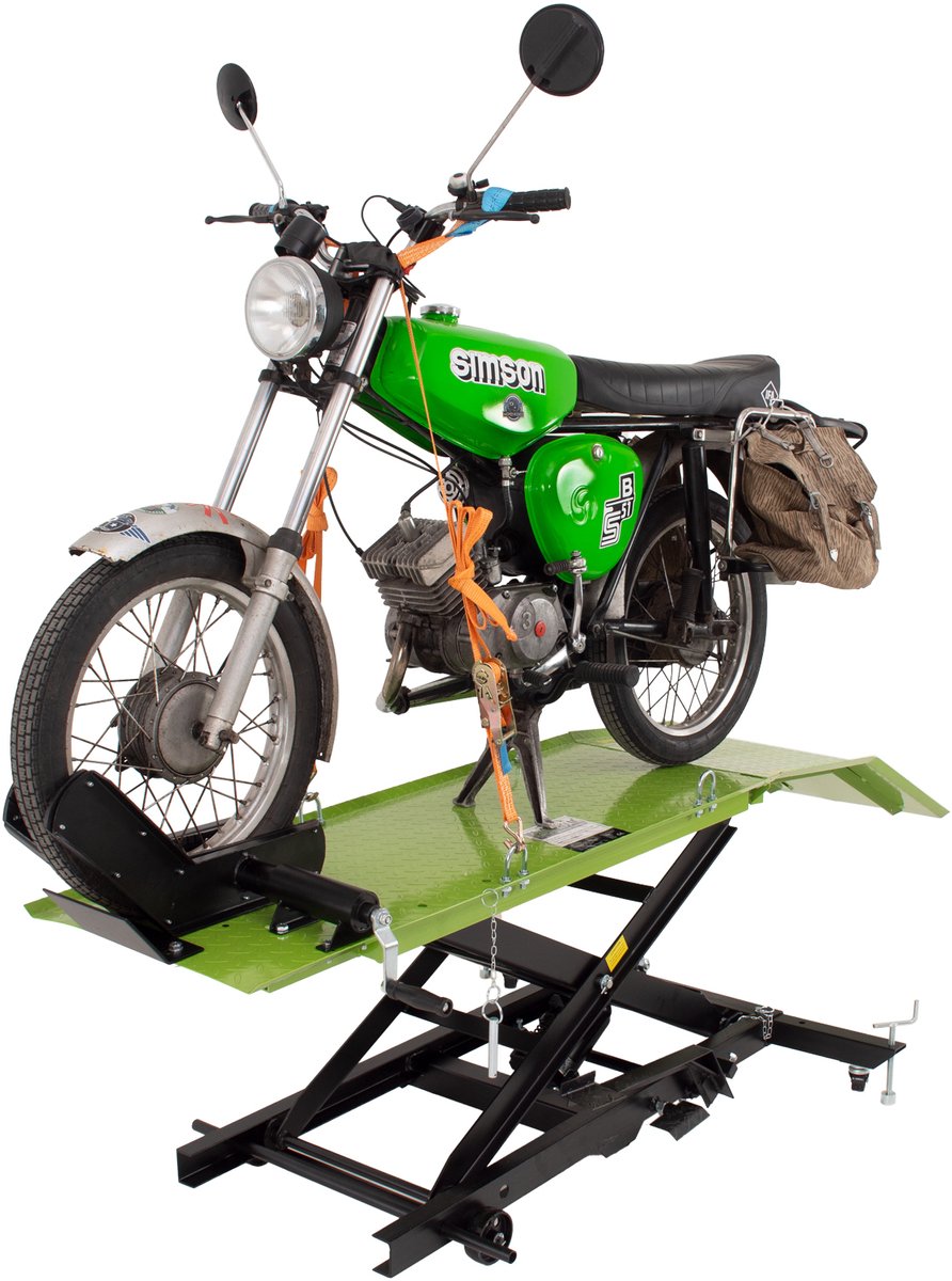 TRUTZHOLM Hydraulische Motorlift 360kg - Breedte 47cm - Motorfiets Heftafel Compact Montageplatform Zwart Groen
