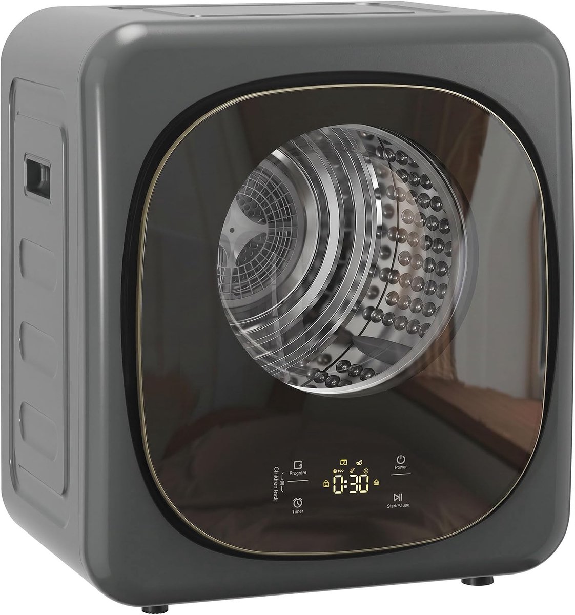 Mini Wasdroger Kledingdroger Compact Snel Kleding Drogen Intelligente Sensor 4 kg Capaciteit Grijs