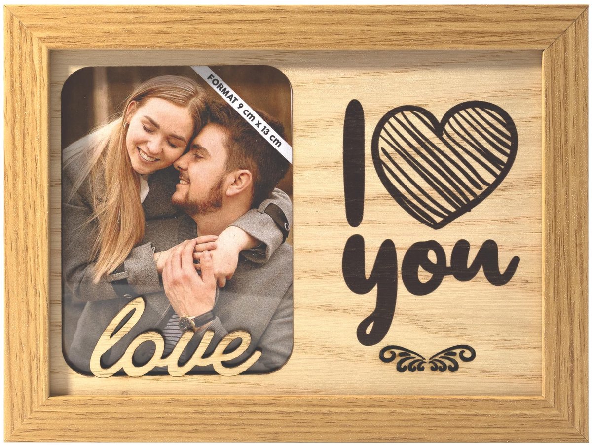 Dailygoods- Fotolijst 19,5 x 14,4 cm - Houten Lijst - Portretframe - Cadeau-idee - Voor Foto 13 x 9 cm - Decoratief voor Wand/Standaard - Portretlijst