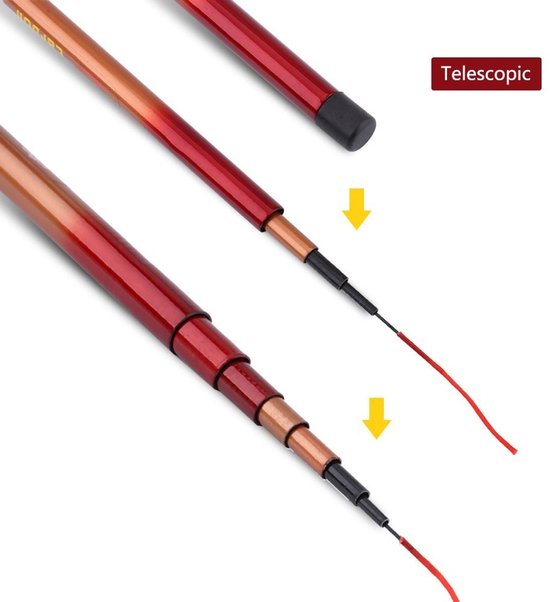 Allecto - Telescopische Hengel - Ultra Licht - Ideaal voor Verswater - Stevige Glasvezel - Perfect voor Karpervissen - Handzaam en Duurzaam van Allecto — afbeelding 3