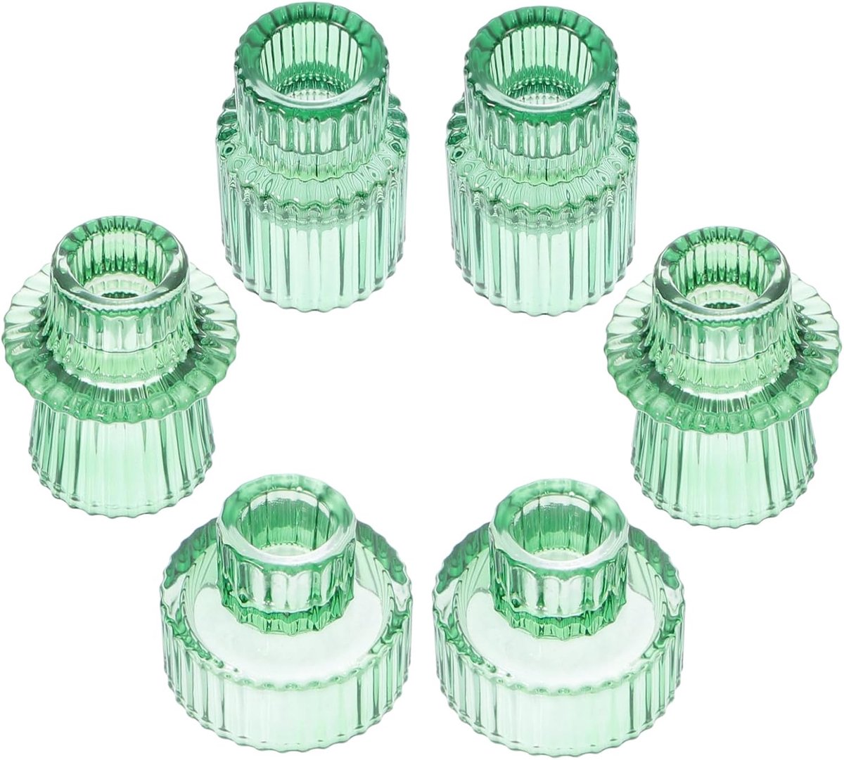 Glazen Kaarsenhouders - Kandelaars Theelichthouders - Sfeervol Dineren - Sterk Duurzaam Materiaal - 6 Stuks 6.3cm - Transparant