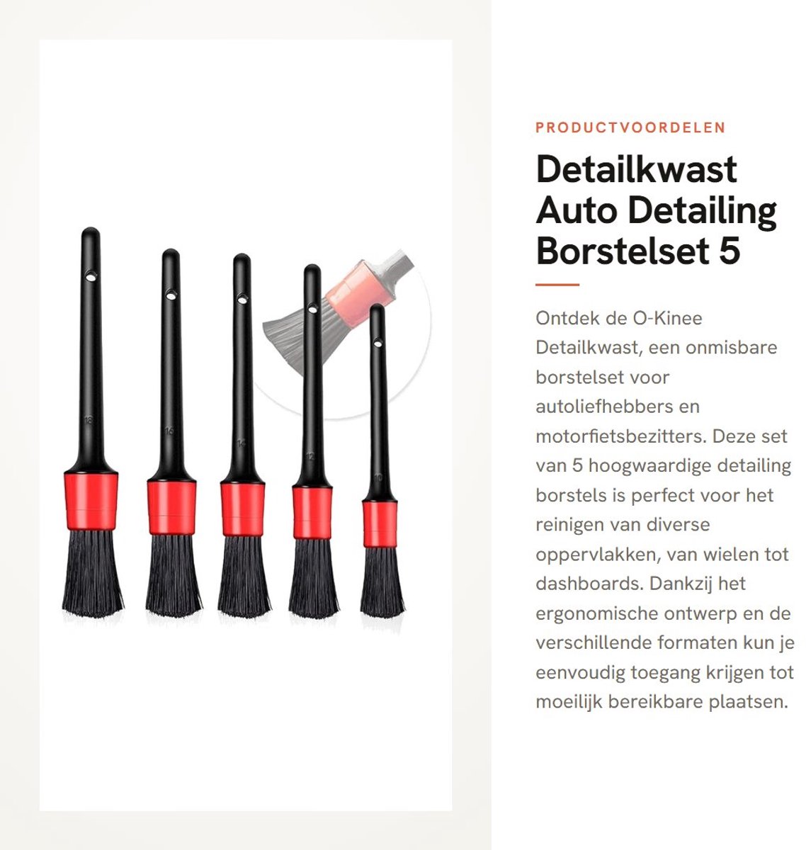 Dailygoods- Borstelset 5 Stuks - Auto Reinigingsborstel - Detailkwast - Binnen/Buiten - Ventilatieopeningen - Schuine/Platte Borstels