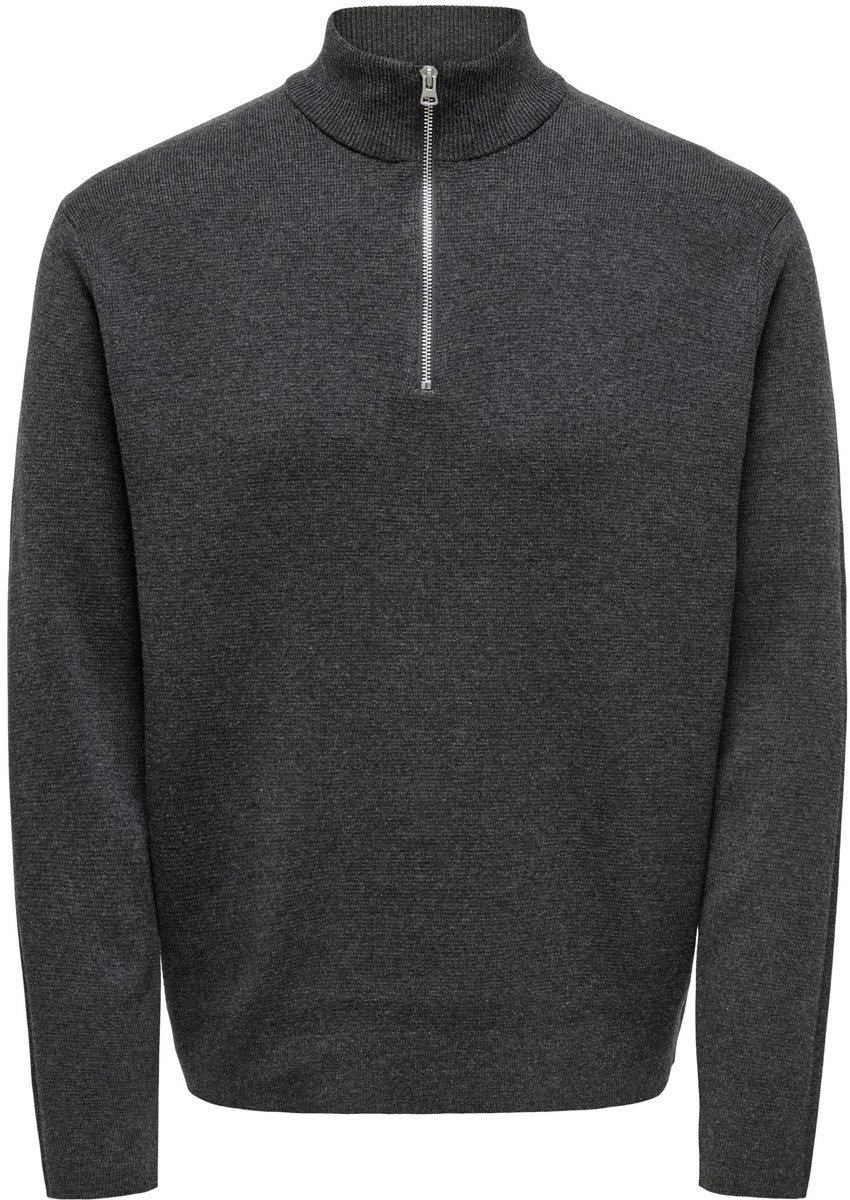 Only & Sons Ting Life Reg Half Zip Knit Heren Sweater Dark Melange Donkergroen