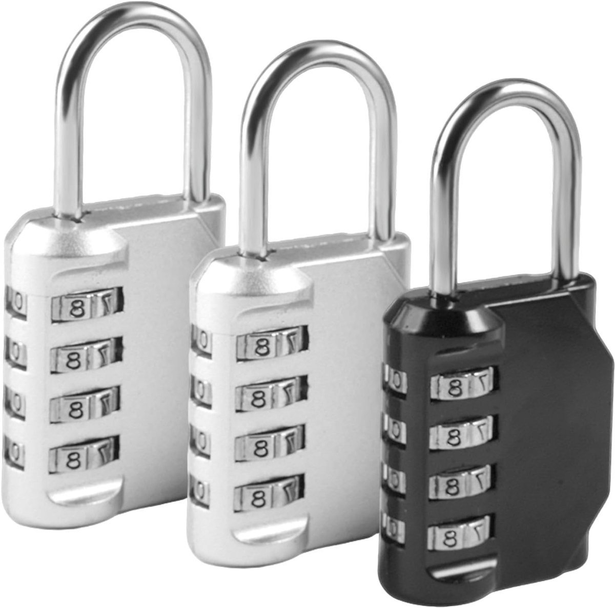 Set van 3 Weerbestendige 4-Cijferige Combinatiesloten van Metaal voor Gym- en Schoollockers, Veilig en Duurzaam