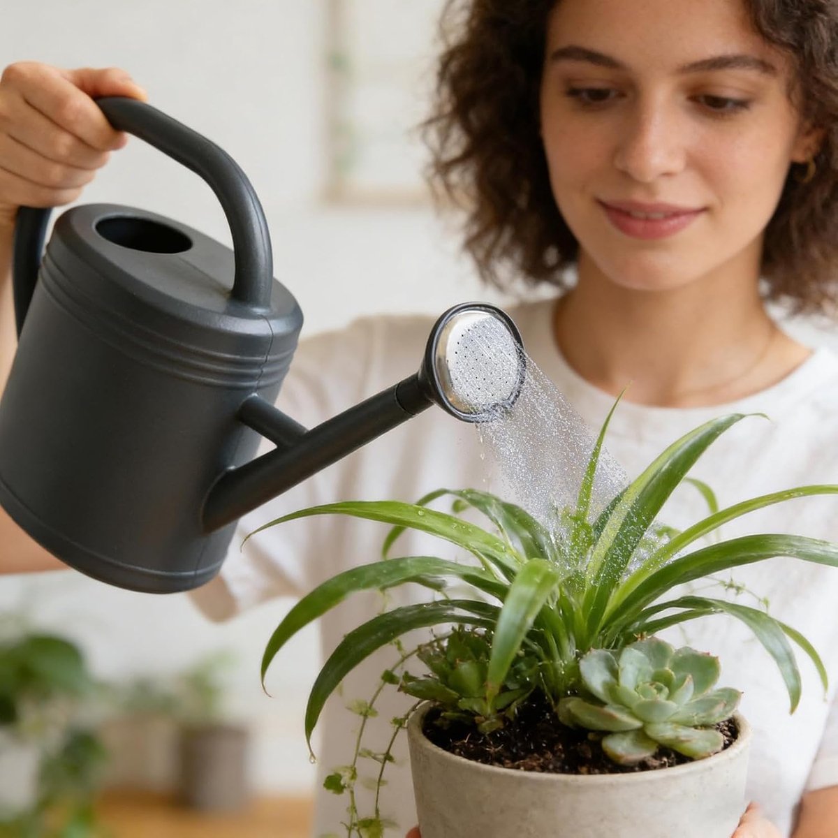 Kamerplant Gieter - Waterplant Pot - Planten Verzorgen - Afneembare Lange Tuit - 3L Capaciteit - Grijs