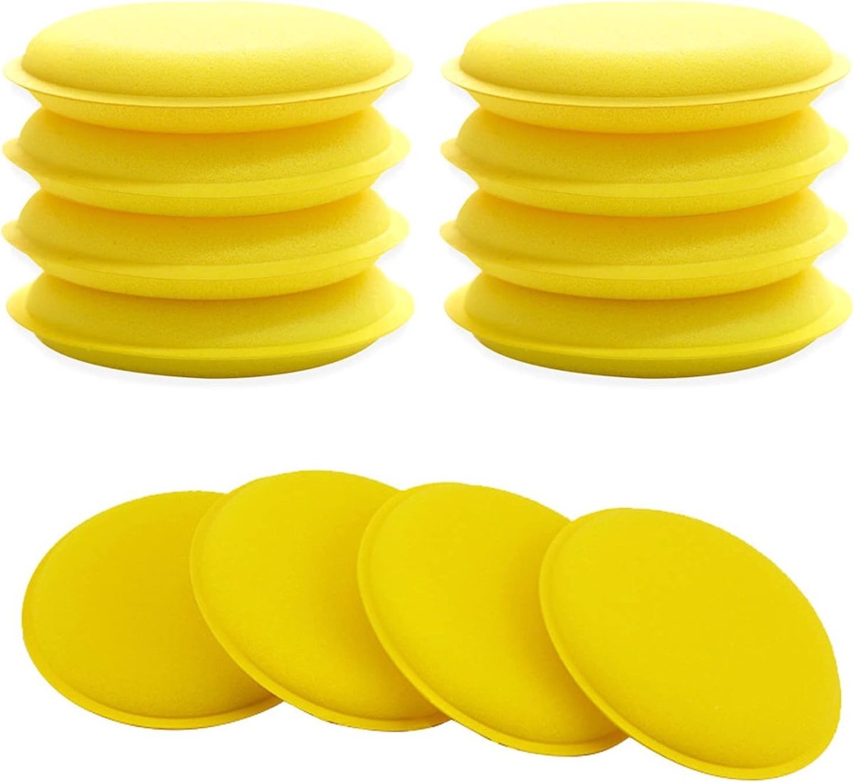 Set van 12 Auto Was Sponzen - Zachte Schuim Polijstpads en Wax Applicators voor Effectieve Reiniging en Polijsten van Voertuigen, Geel