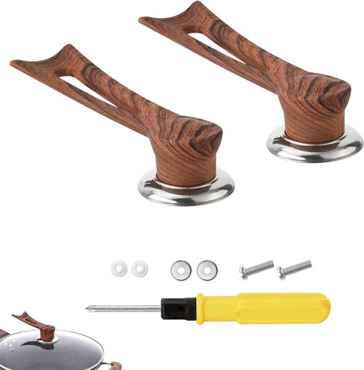 Set van 2 Hittebestendige Siliconen Handgrepen voor Potdeksels, Geschikt voor 20-25 cm Deksels, Ideaal voor Koken en Bakken