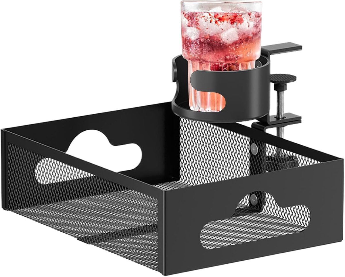 Onder Bureau Organisator - Bureau Opberger - Bureau Organisatie - 360 Graden Draaibaar - 8.9x21.4x8.9 cm - Zwart