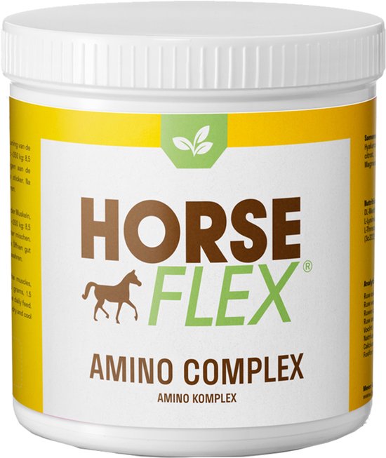 Pot HorseFlex Amino Complex met geel en wit label.