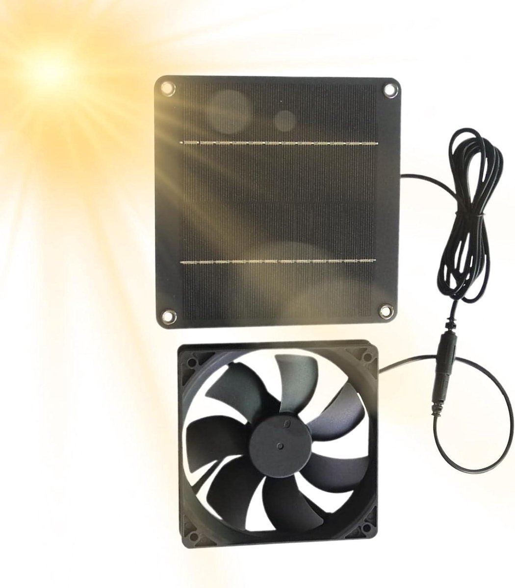 Dakventilator op zonne-energie - Zonneventilator kas - Lucht circuleren - Waterdicht weerbestendig - 20 W - Zwart