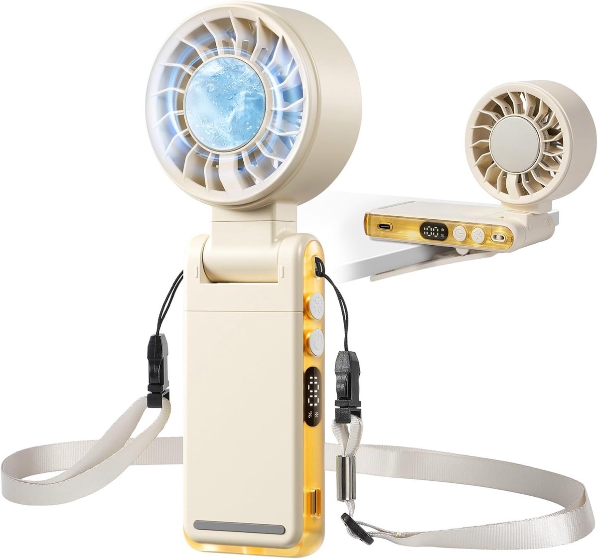 Handheld Turboventilator met IJskoeler - Zwart - Draagbare Ventilator met Clip en LED-Display - Voor Persoonlijk Gebruik