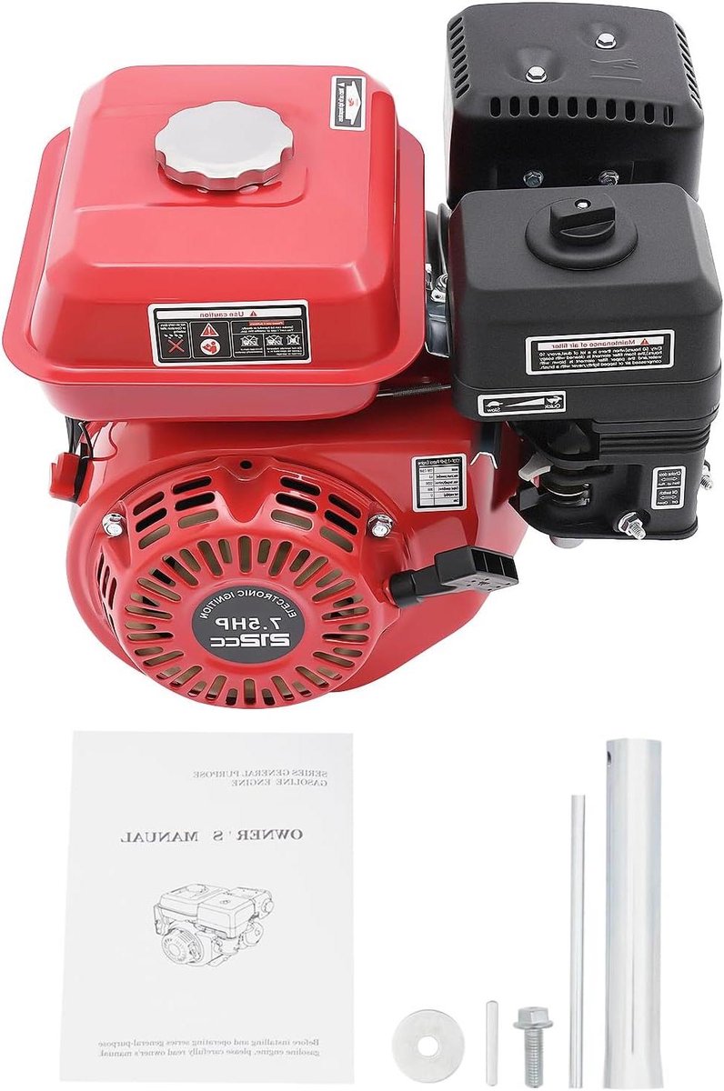 Viertakt Generator Motor - Benzinemotor Aggregaat - Stroomvoorziening Buiten - Grote Brandstoftank - 4000 Watt - Rood/Zwart