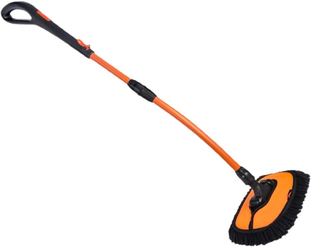 Auto wasborstel - Reinigingsborstel dweil - Voertuig wassen - Verstelbare steel - 55 cm - Grijs