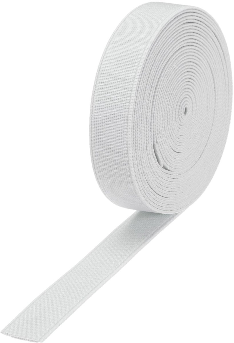 Grote elastische rubberband 2 cm breed, 4,5 meter lang, wit