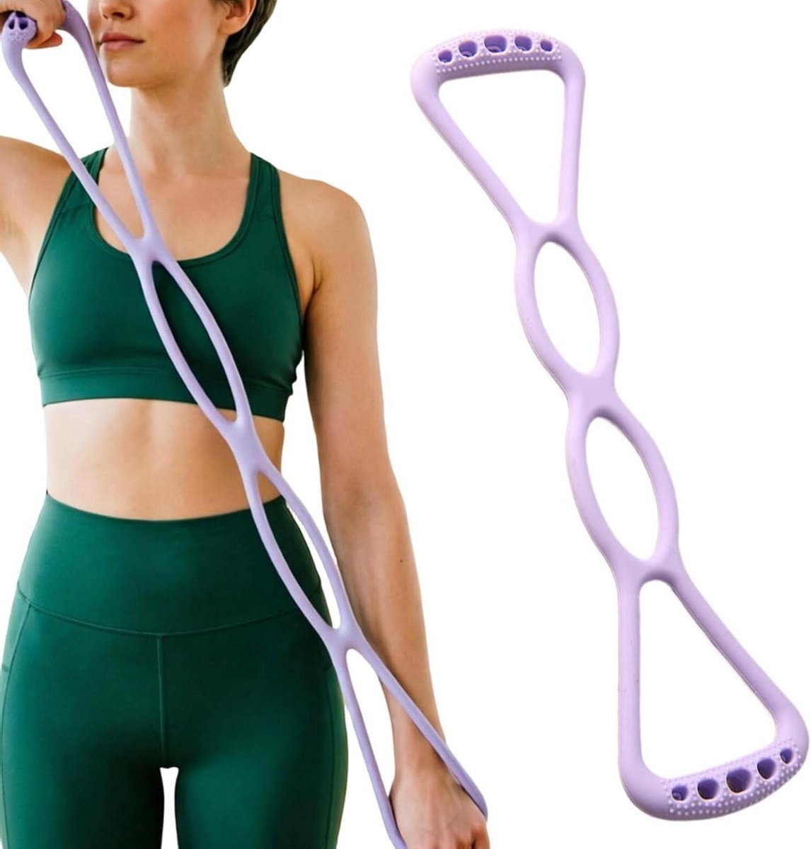Weerstandsband Armtrainer - Elastiek met handvatten - Thuis sporten - Siliconen 8-vorm - 68 kg - Paars