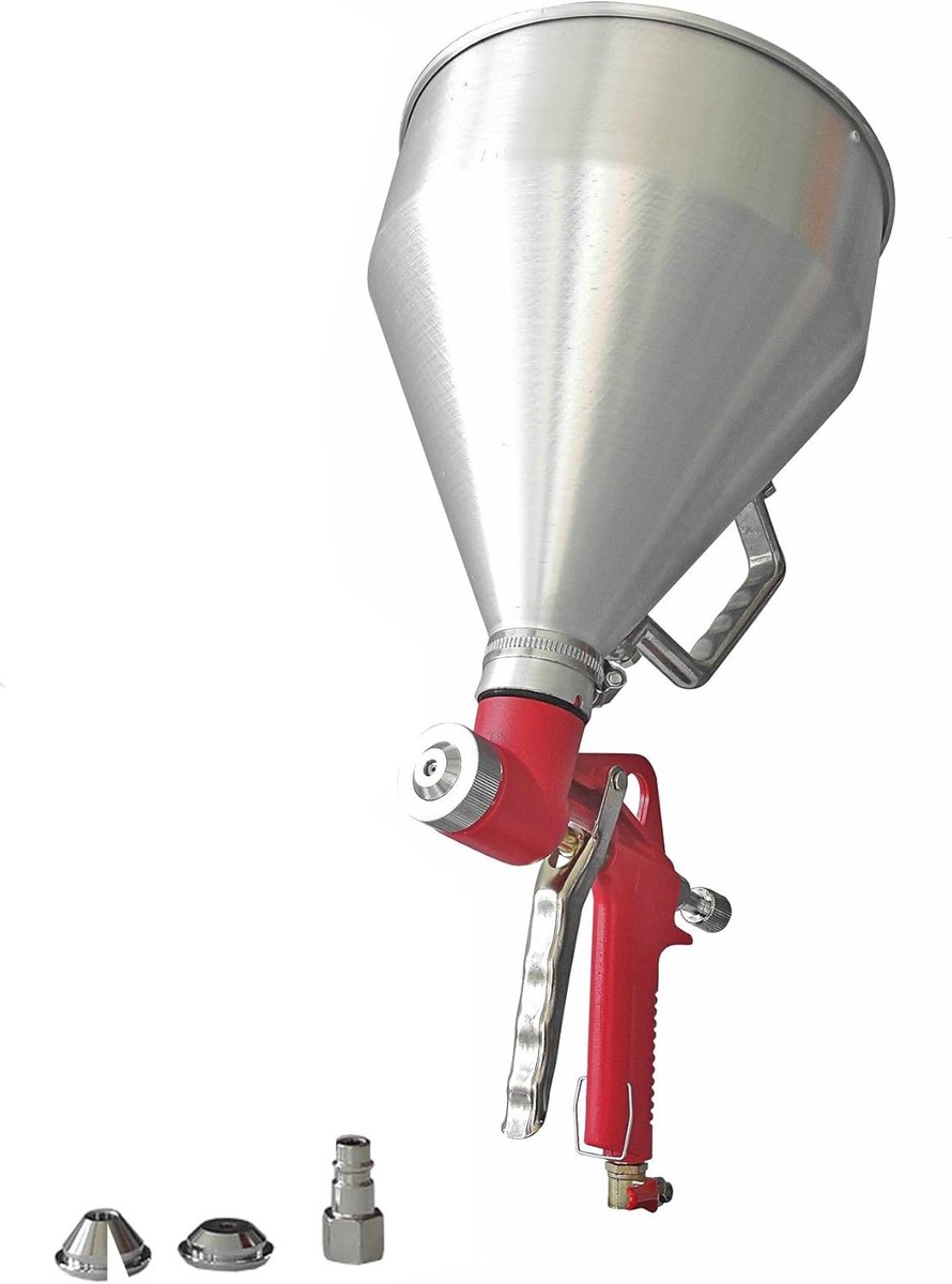 Trechterpistool - Aluminium - 5 L - Spuitpistool met 3 Sproeiers - Voor Pleisterwerk