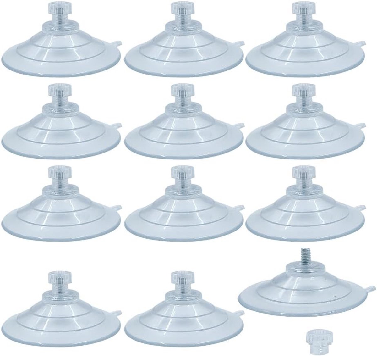 12 Stuks Transparante PVC Zuignappen met Metaalschroef voor M5, Ideaal voor Raam, Deur en Badkamergebruik (8 x 60 mm)