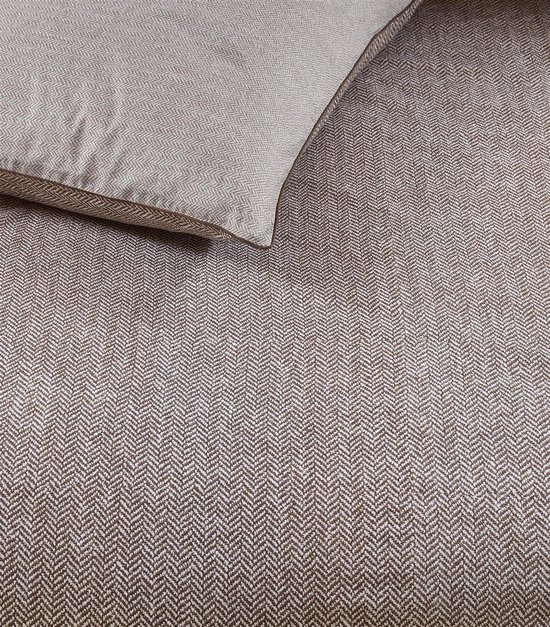 Riviera Maison Chevron Weave dekbedovertrek - Tweepersoons - 200x200/220 - Bruin van Merkloos — afbeelding 4