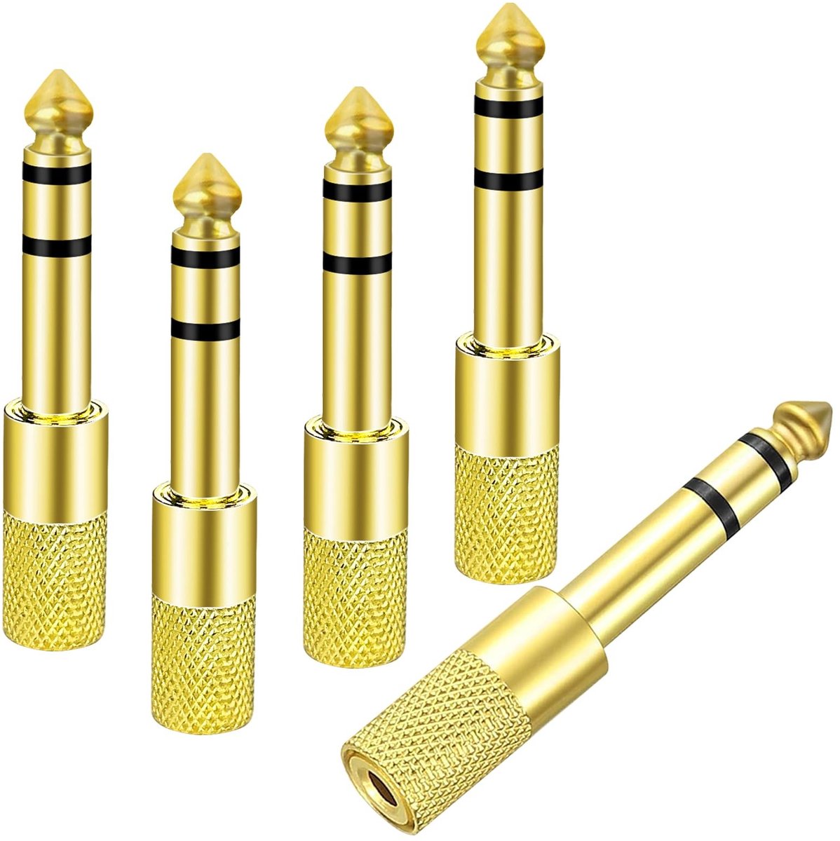 Omgoods - Set van 5 Headphone Jack Adapters Gold Plated
