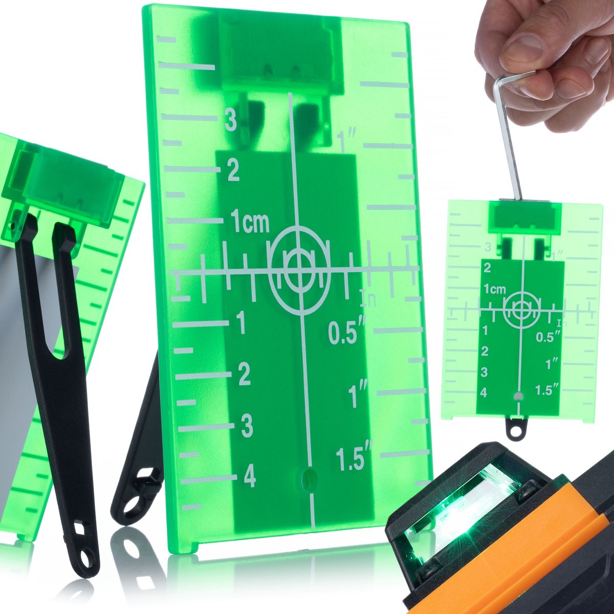 Rosfix Leesplaat PLATE - Magnetische Houder, 3D-Schaal - 10x7 Cm Groen - Voor Laserwaterpas