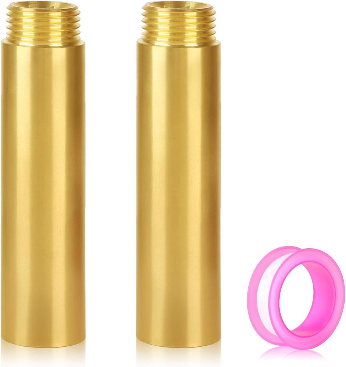 2-delige messing kraanverlenging 1/2 inch x 80 mm, verbindingsextensie voor verwarming en drinkwaterinstallatie, DN15 schroefdraad IG x AG