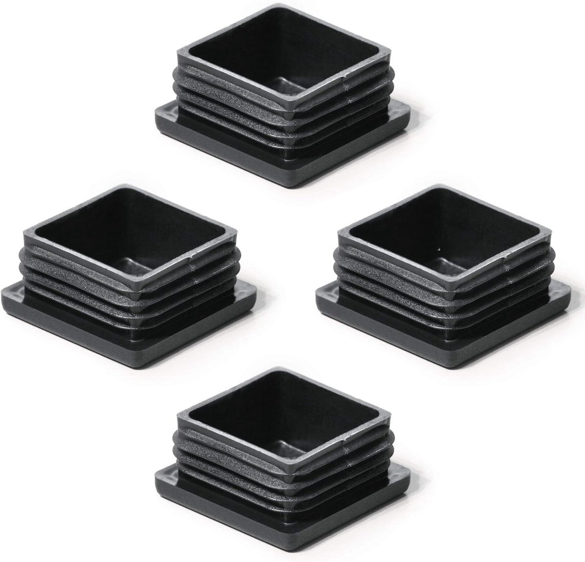 Pootdoppen Vierkant - Buisdoppen - Meubels Beschermen - UV-bestendig - 80x80 mm - Zwart